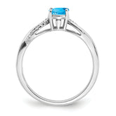 14k White Gold Oval Blue Topaz and Diamond Ring